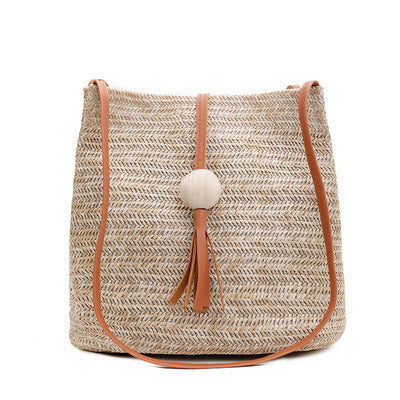 Female Bag Foreign Trade Fashion Bucket Bag Retro Rattan Bag Straw Bag