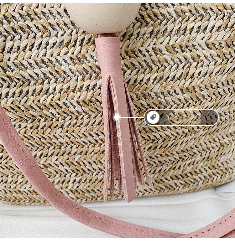 Female Bag Foreign Trade Fashion Bucket Bag Retro Rattan Bag Straw Bag