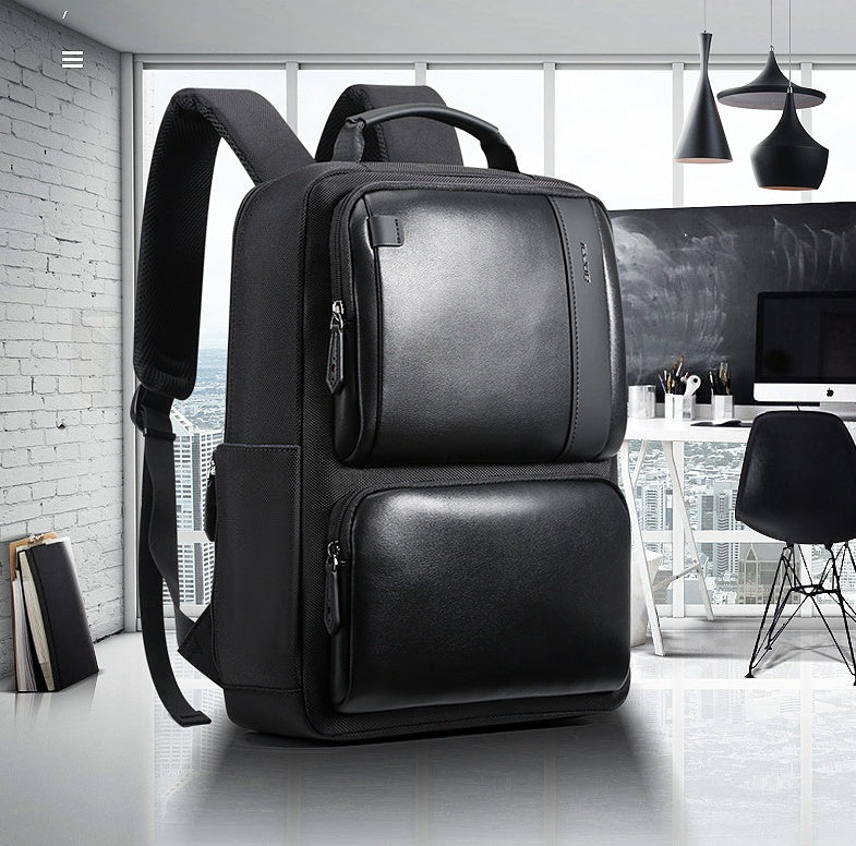 Black Leather Backpack College Bag for Boys Mens Anti Theft Back Packs Travelling Bags Korean Style Men Backpack Schoolbag