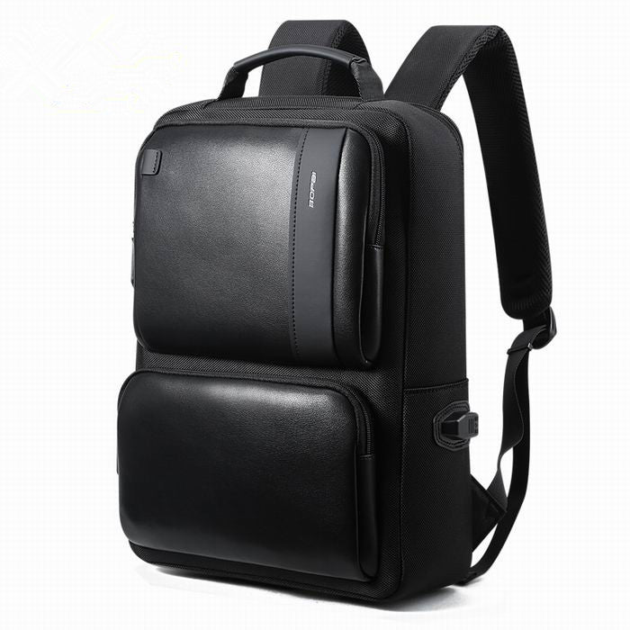 Black Leather Backpack College Bag for Boys Mens Anti Theft Back Packs Travelling Bags Korean Style Men Backpack Schoolbag